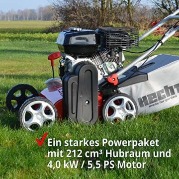 (NEU) HECHT 2-IN-1 Benzin Vertikutierer/Lüfter für optimale Rasenpflege – 4,0 kW / 5,5 PS – 42 cm Arbeitsbreite – 45 l Fangkorb – mit 2 Walzen für effektives entfernen von Moos und Unkraut im Rasen - 3