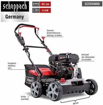 Scheppach Benzin Vertikutierer SC50VARIO Rasenlüfter Moosentferner Entmooser | 40cm Arbeitsbreite | 4 kW Leistung | 17 Messer - 2