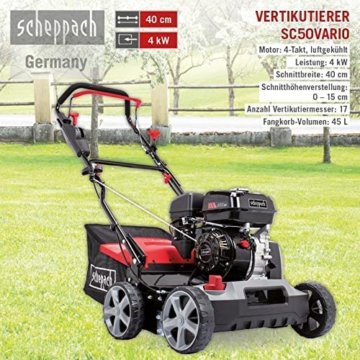 Scheppach Benzin Vertikutierer SC50VARIO Rasenlüfter Moosentferner Entmooser | 40cm Arbeitsbreite | 4 kW Leistung | 17 Messer - 4