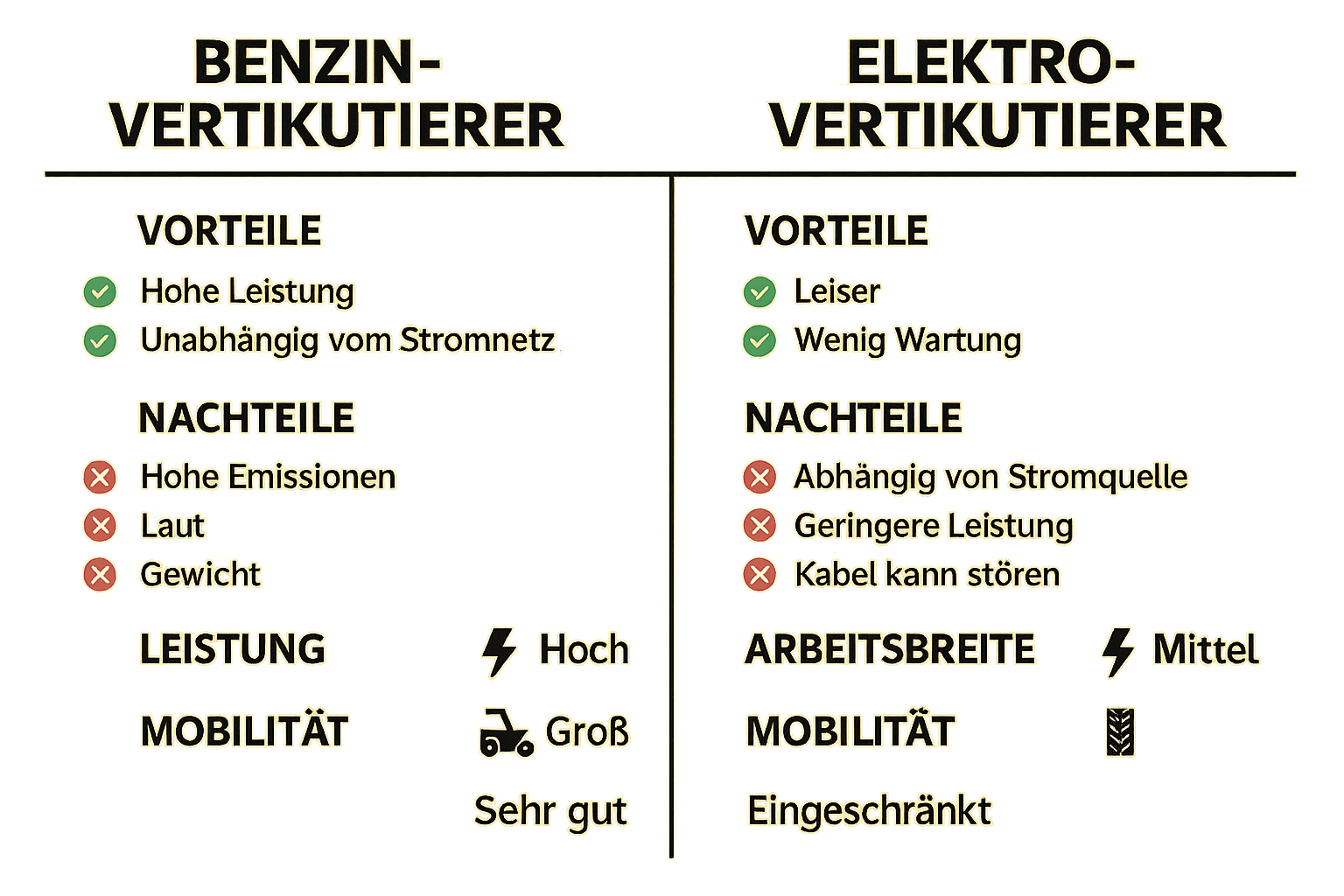 Benzin vs Elektro Vertikutierer Vergleich