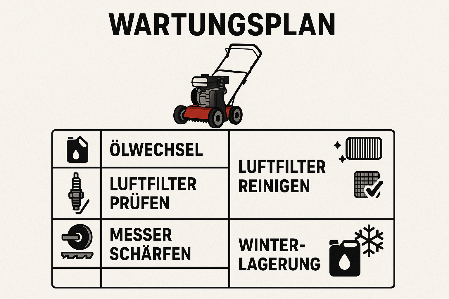 Wartungsplan Benzin Vertikutierer